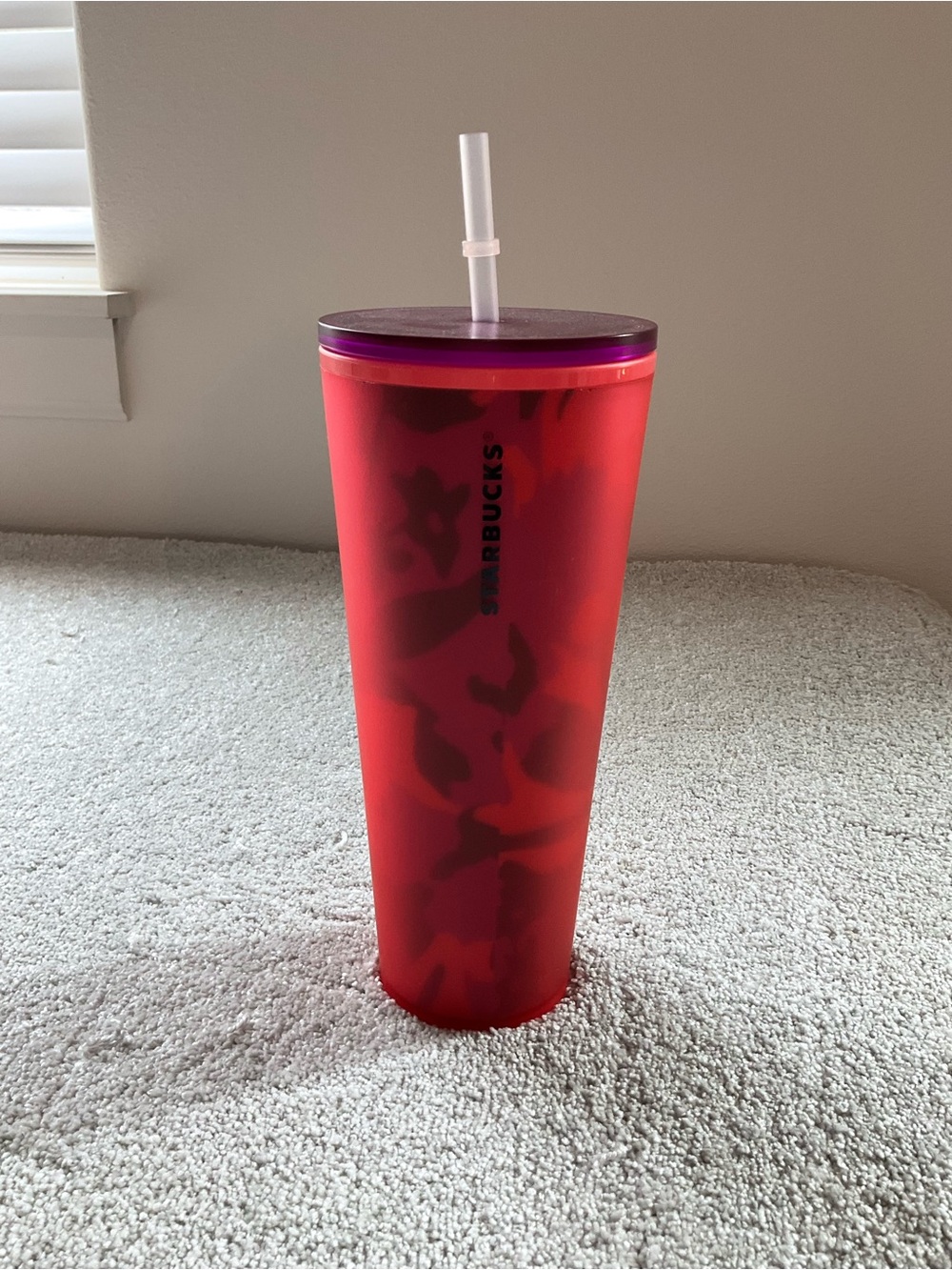 NEW Starbucks 2022 Spring Red Floral Soft Touch 24 oz Venti Cold Cup Tumbler